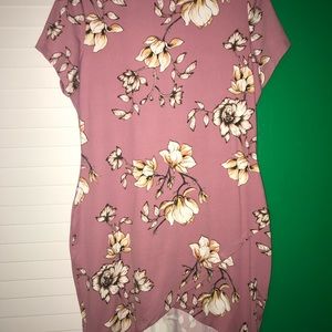 NWOT Popular Basics Size 1X Pink w/Flowers Dress